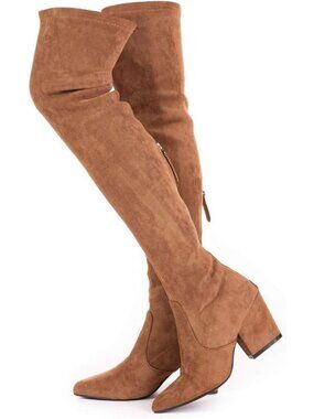 Stylish Over the Knee Suede Boots | Thigh High Block Heels | Winter Comfort